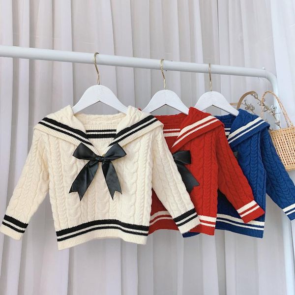 

pullover 0-3y toddler girl baby clothes children 's bow knitted sweater little sweet lovely coat spring autumn comfortable wear, Blue