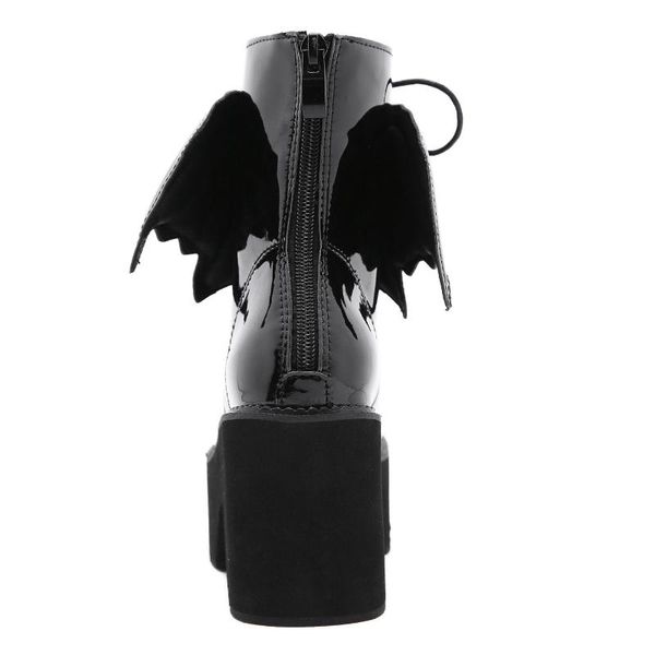 

boots sz store fashion black women heel spring autumn lace-up soft leather platform shoes woman party ankle high heels pun