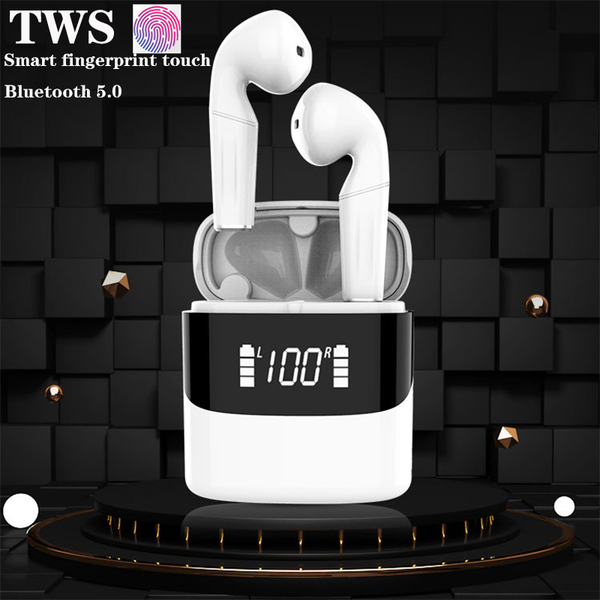 

bluetooth earphone smart wireless headphones led battery display touch popup hifi stereo sports headset with mic usb & earphones