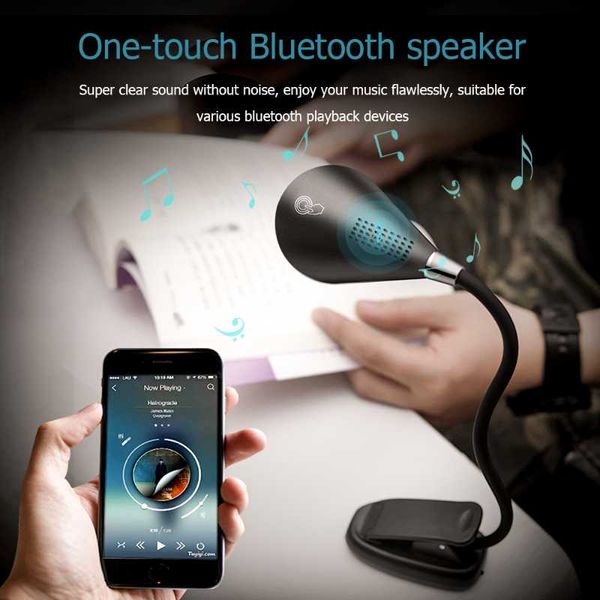 

book lights laopao led flexible clip light with bluetooth speaker portable touch switch for reading stepless dimming brightness