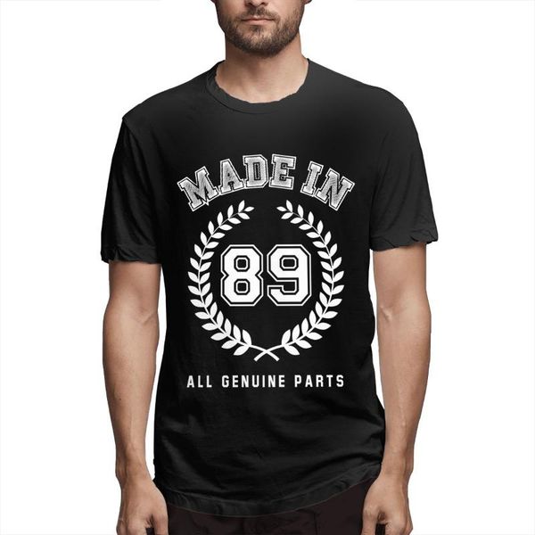 

men's t-shirts made in 89 all genuine parts t shirt awesome tee short sleeve crew neck pure cotton printed clothing, White;black