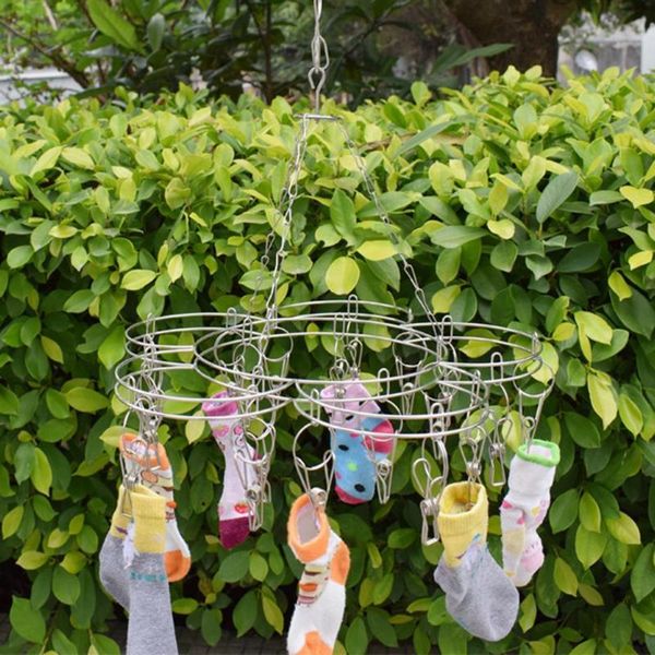 

hangers & racks silver color practical scarf panties swivel hook metal socks drying rack anti-lost design household supplies