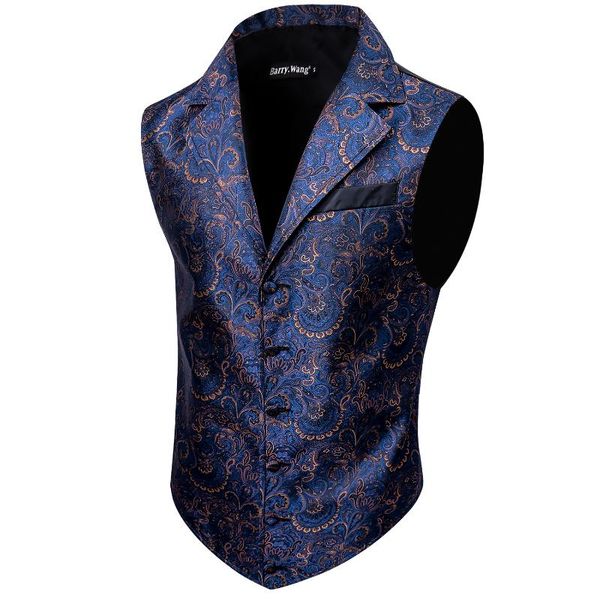 

men's vests blue mens singlebreasted paisly silk waistcoat suit collar arrival autumn sleeveless vest barry.wang, Black;white