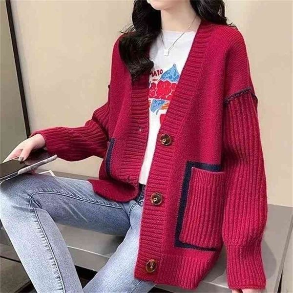 

factory sales fashion sweater coat women's wear 2021 new loose lazy style, wearing spring and autumn knitted cardigan top, Black