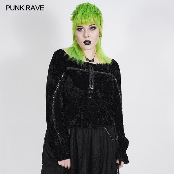

plus size t-shirt punk rave women's gothic gorgeous printhorizontal collar black micro trumpet cuffs party club