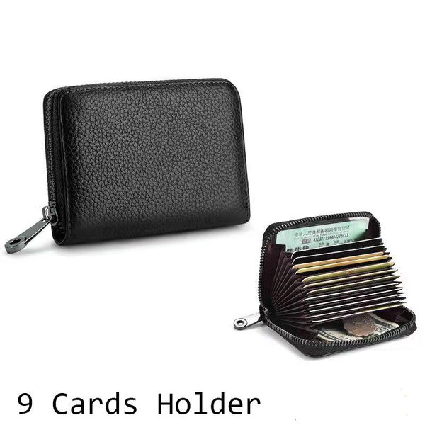 

card holders leather holder wallet zipper coin purse case men business with money compartment, Brown;gray