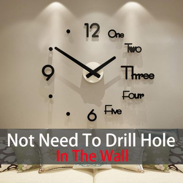 

wall clock stickers 3d modern watch kitchen quartz needle acrylic home decoration living room silent antique round gifts novelty items