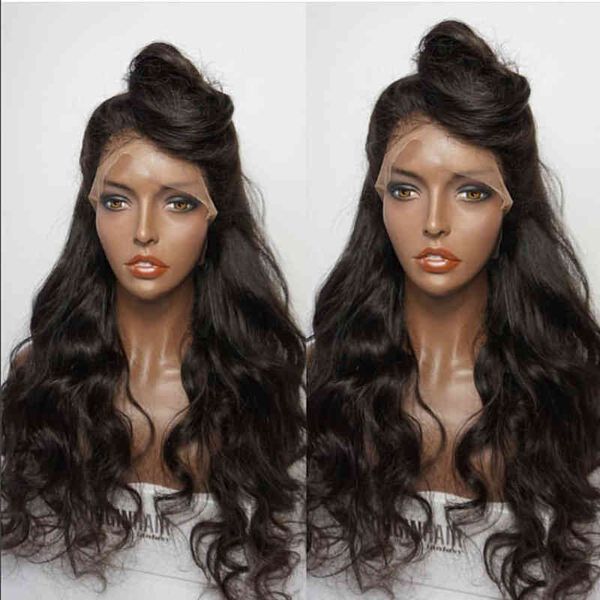 

180% density human for black women brazilian virgin hair loose wave front glueless full lace wigs, Black;brown