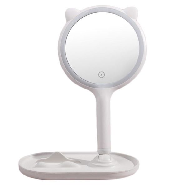 

compact mirrors q1qd makeup desk mirror with led lights 5x magnifying double-side vanity cute