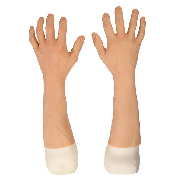 

silicone hand model artificial simulation prosthesis finger flexible lifelike arm adjustable length micro-elastic women's shapers, Black;white