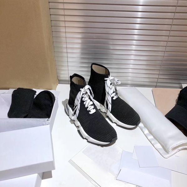 

designer trendy fashion lace-up casual couple shoes, special soles, knitted elements, comfortable and breathable, size 34-45, Black