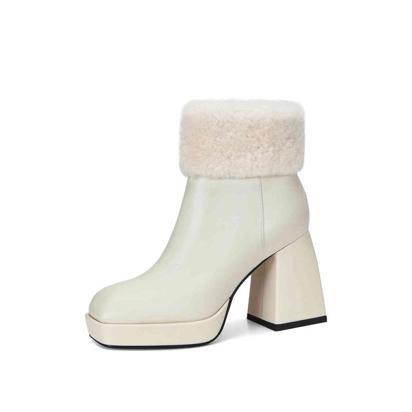 

asumer genuine high-quality leather of women in high-platform high-heeled boots fashion winter snowboots, Black