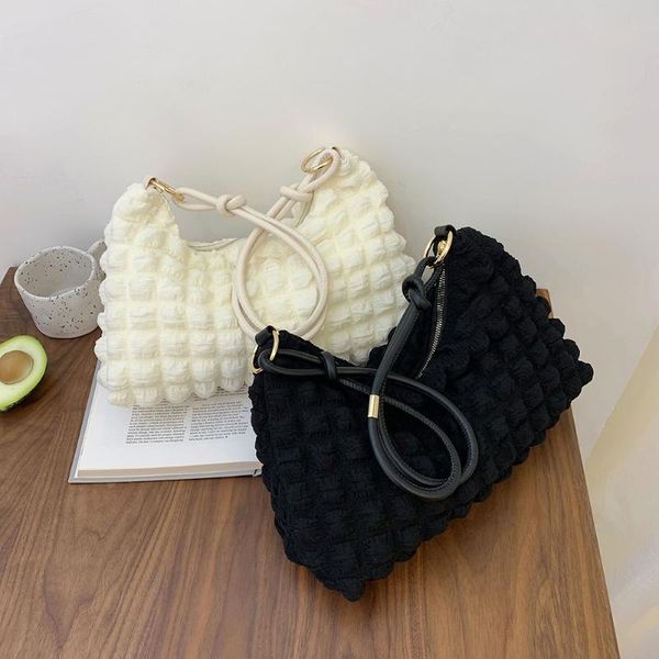 

evening bags fashion women solid color shoulder underarm vintage lattice pattern handle handbags female simple