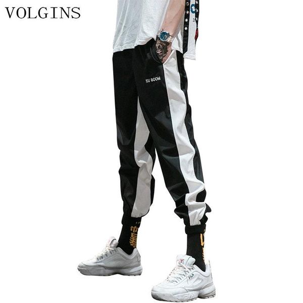 

men's pants streetwear 2021 sweatpants men women casual black white striped fashion hip hop harem trousers for male