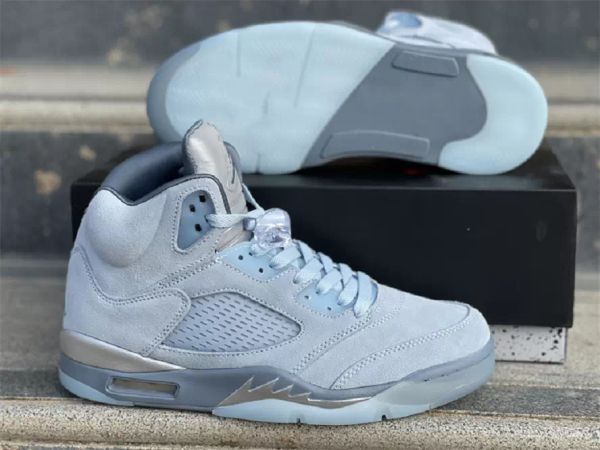 

authentic 5 high og wmns bluebird athletic shoes men p blue football grey metallic silver white dd9336-400 outdoor sneakers size 5.5~13