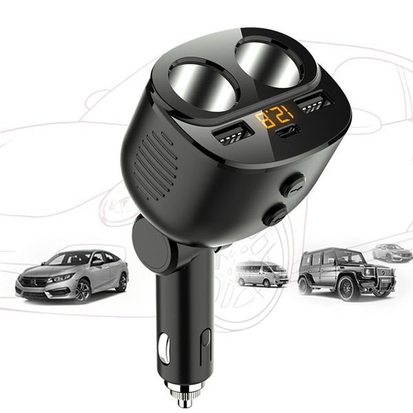 

car mobile phone charger pd18w/qc3.0 fast charging one with two cigarette lighter