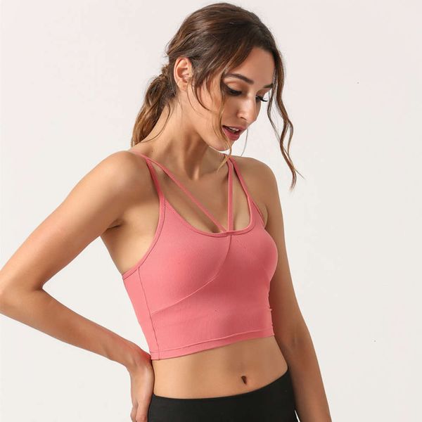 

women's tracksuits tracksuitssummer back clothes sports sling yoga fitness vest women's bra bq4m, Gray