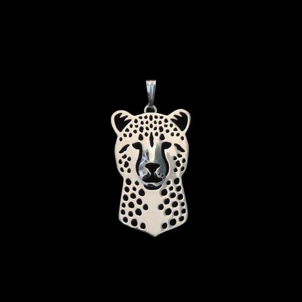 

pendants 2021 women's silver jewelry cheetah cutout metal animal, Black