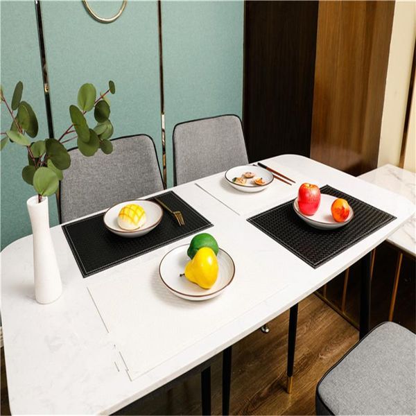 

mats & pads wind simple light luxury waterproof and oil proof line leather thickened heat insulation table mat western-style custom