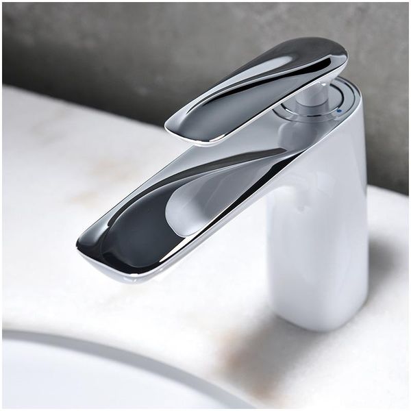 

bathroom sink faucets white and chrome modern basin faucet brass arc strip single hole