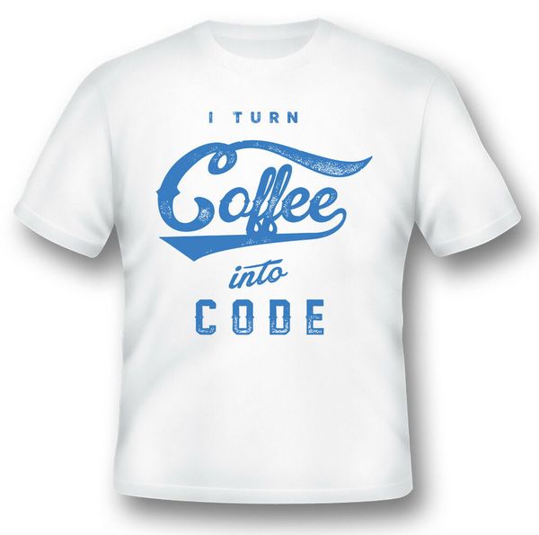 

i turn coffee into code tee shirt black or white, White;black