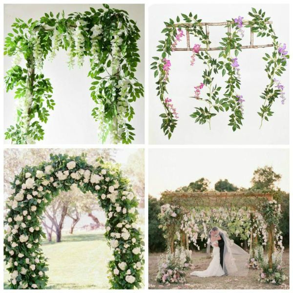 

decorative flowers & wreaths wisteria vine artificial silk garland arch wedding decoration home garden hanging plant wall decor