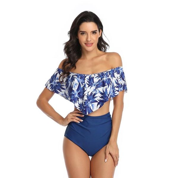 

two piece swimsuits for women off shoulder high waisted ruched bikini set beach wear one-piece suits