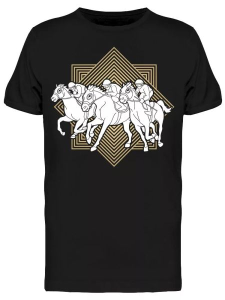 

horse racing line square tee men's -image by shutterstock, White;black