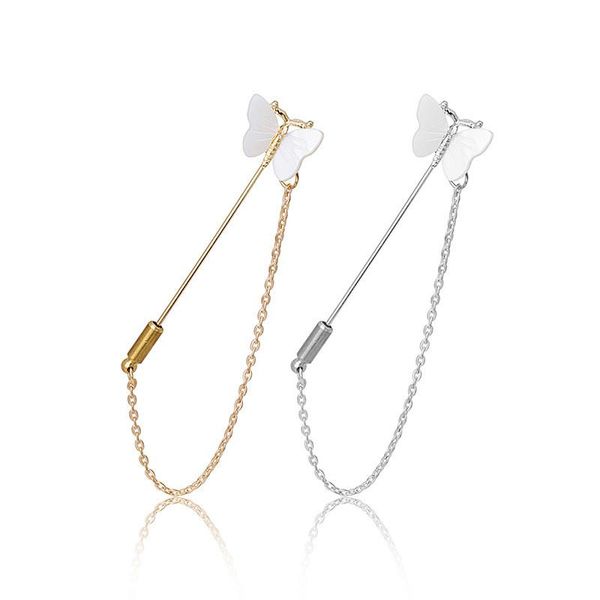 

pins, brooches classic shell butterfly chain brooch for women girls fashion elegant scarf animal badge pin jewelry party gifts, Gray