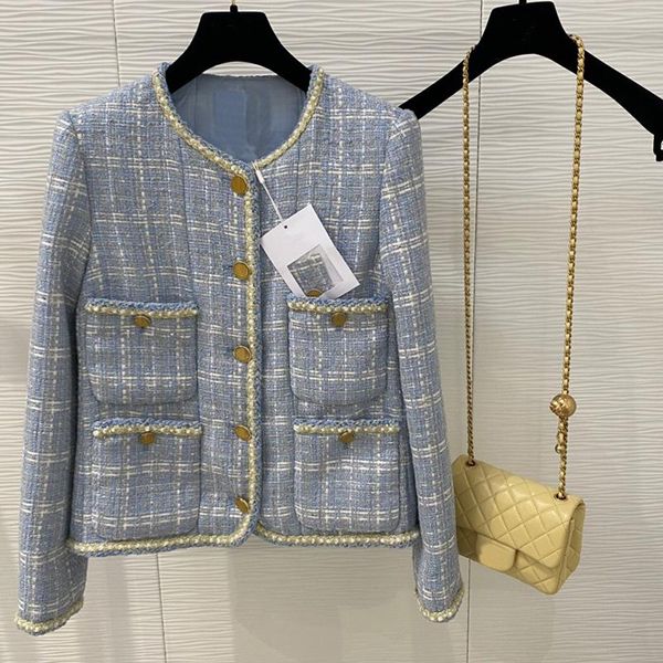 

women's jackets casual fashion tweed jacket women camellia lining coat o-neck long sleeve button four pockets outerwear lady 20, Black;brown