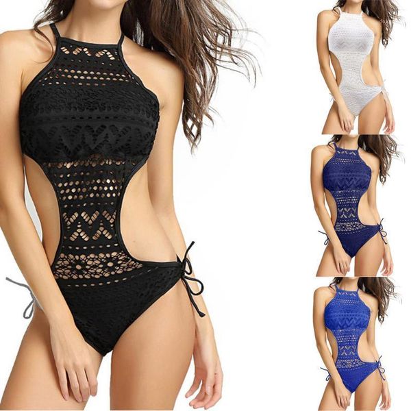 

fashion cute camisole women strappy bandge hollow out swimsuit swimwear lady kawaii comfy beachwear summer1, Black;white