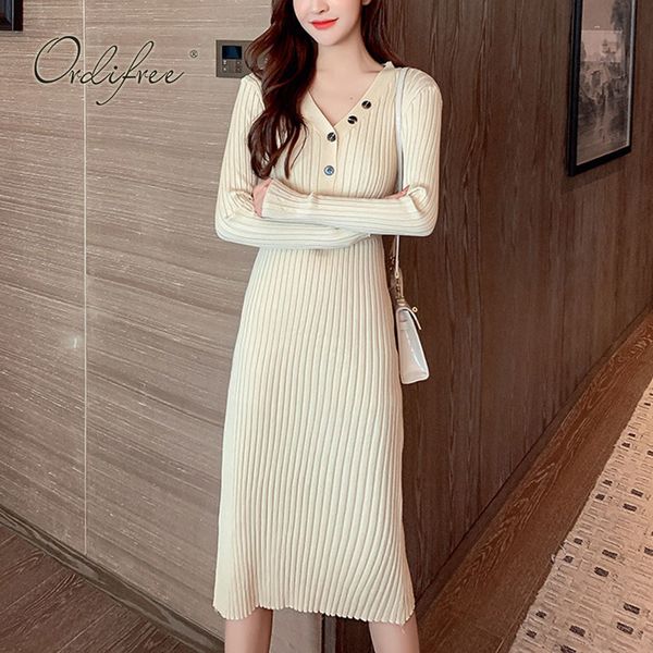 

autumn winter women knitted long sleeve slim warm belted sweater dress 210415, Black;gray