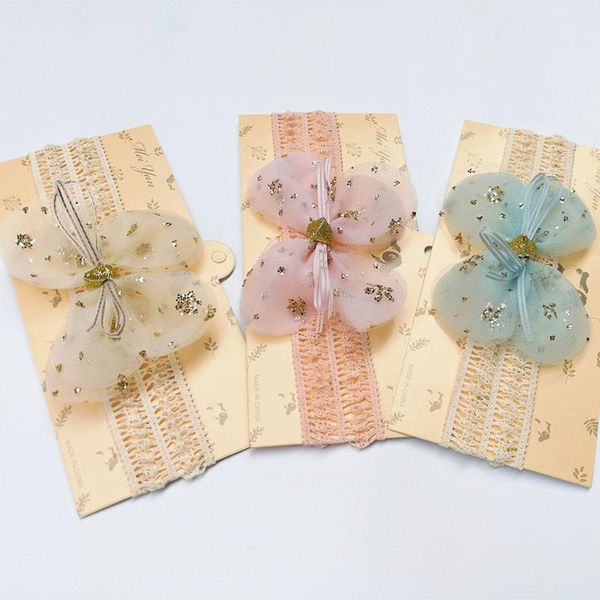 

hair accessories glitter sequins net yarn bows infant hairband cute handmade bowknot elastic headband children headwear birthday gift po pro, Slivery;white