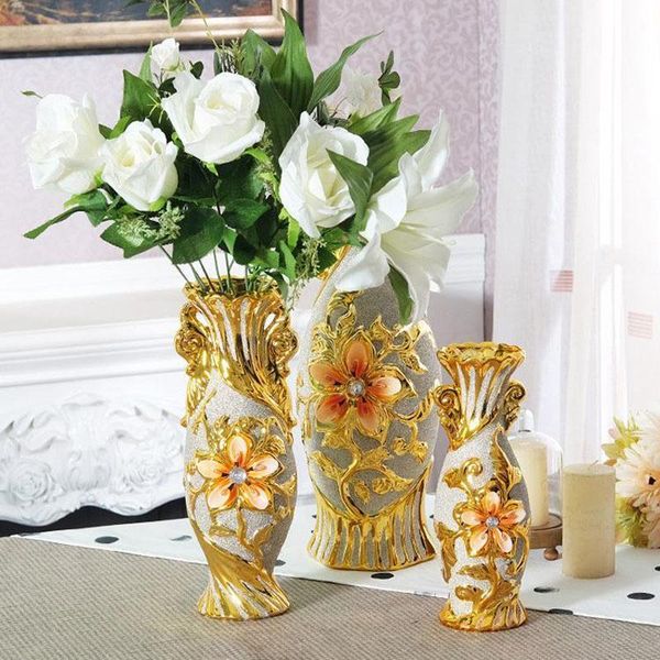 

vases european-style golden ceramic vase home decoration ornaments living room electroplating crafts