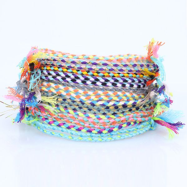 

kimter handmade wrap friendship braided bracelet for women teen girl colorful adjustable cotton thread anklet party favor q550fz, Golden;silver