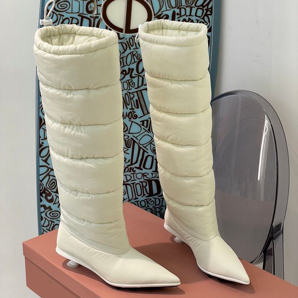 

designer long tube women's shoes luxury and comfortable winter brand black and white down boots with shoe box, Red;white