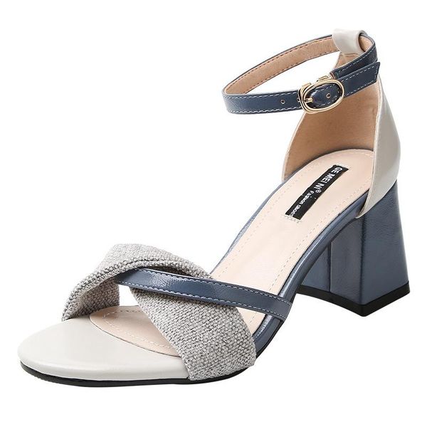 

sandals women's summer 2021 high heel sandal with ball-toe and button, Black