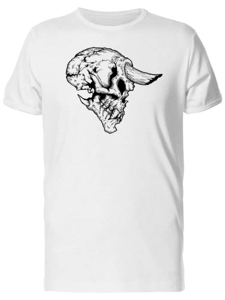 

scary skull head with a horn men's tee -image by shutterstock, White;black