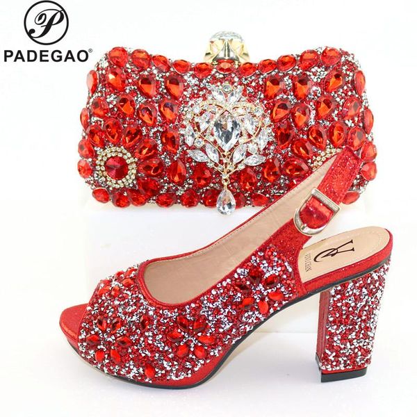 

dress shoes leisure style 2021 african women matching and bag set slipper with evening to match in red color, Black