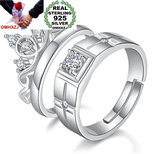 

wedding rings omhxzj wholesale personality fashion ol woman girl party gift crown square zircon 925 sterling silver couple open ring rg66, Slivery;golden