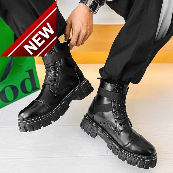 

2021 new martin british boots men's autumn and winter chelsea black high leather