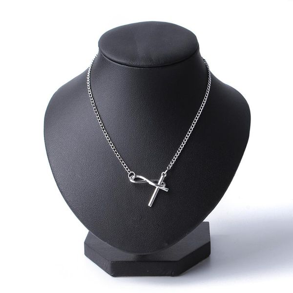 

pendant necklaces women fashion sweater chains alloy for cross punk jewelry gifts vintage neklacess, Silver