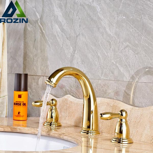 

bathroom sink faucets european style basin faucet golden widespread dual holder three-hole cold & mixer