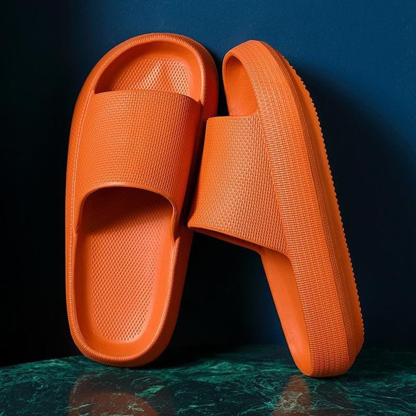 

slippers women summer fashion beach high heels 4cm platform thick soft slides sandals couples men indoor bathroom anti-sli shoes, Black