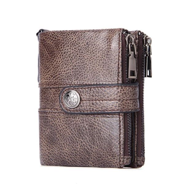 

wallets rfid pocke men wallet cowhide multiple functions hasp short men's purse bill coin zipper bag detachable cardholder, Red;black