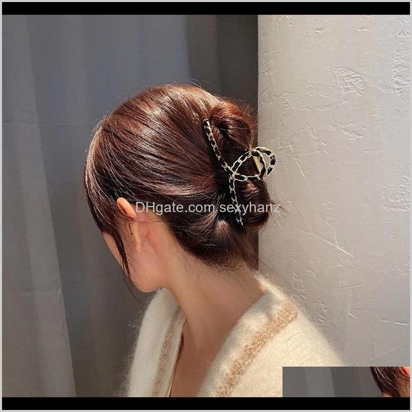 

clamps hair jewelry drop delivery 2021 korean dongdamen woven metal net red blogger with the same temperament, fashion, personality and vers, Slivery;golden
