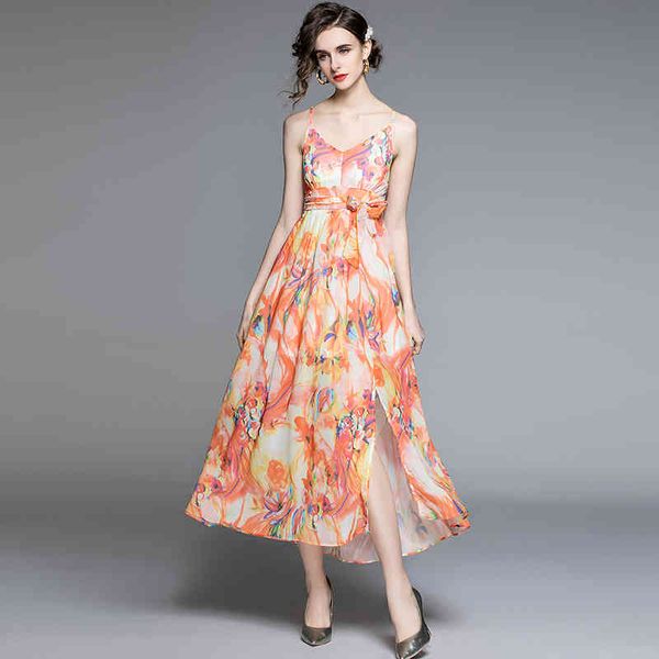 

women summer designer elegant v neck backless bohemian beach holiday print chiffon maxi dress ladies vintage party dresses 210525, Black;gray