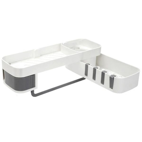 

bathroom storage & organization wall mount shower holder kitchen organizer corner quick drain no drilling adhesive double layer shelf rotata