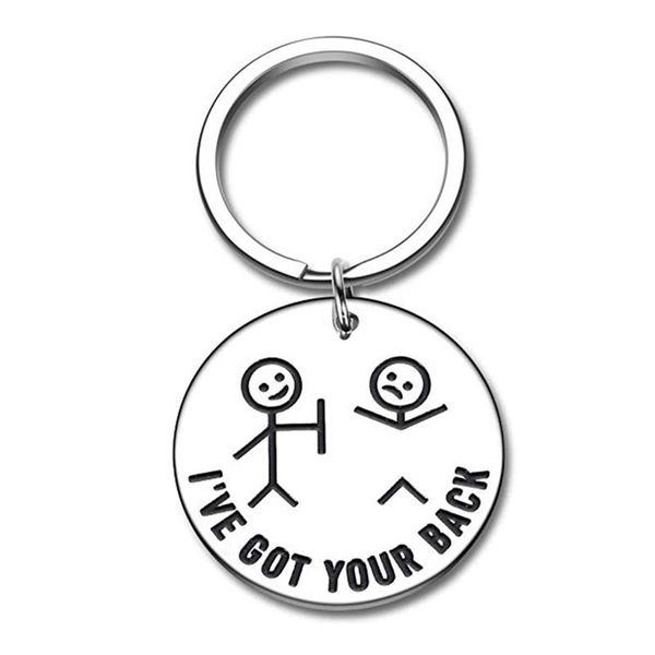 

funny keychain european and american fashion style stainless steel jewelry friendship letter gifts diy customized wholesale, Silver