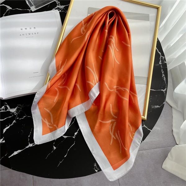 

scarves 2021 silk hijab square scarf women design hair bands headband shawl wrap turban fashion neckerchief bandana foulard, Blue;gray